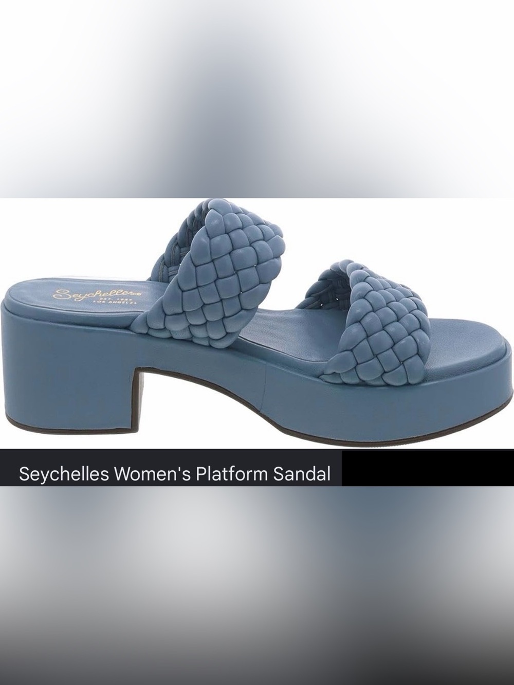 Seychelles Women's Platform Braided Preppy Blue Leather Sandals, Size 8 M, NWT - Picture 2 of 12